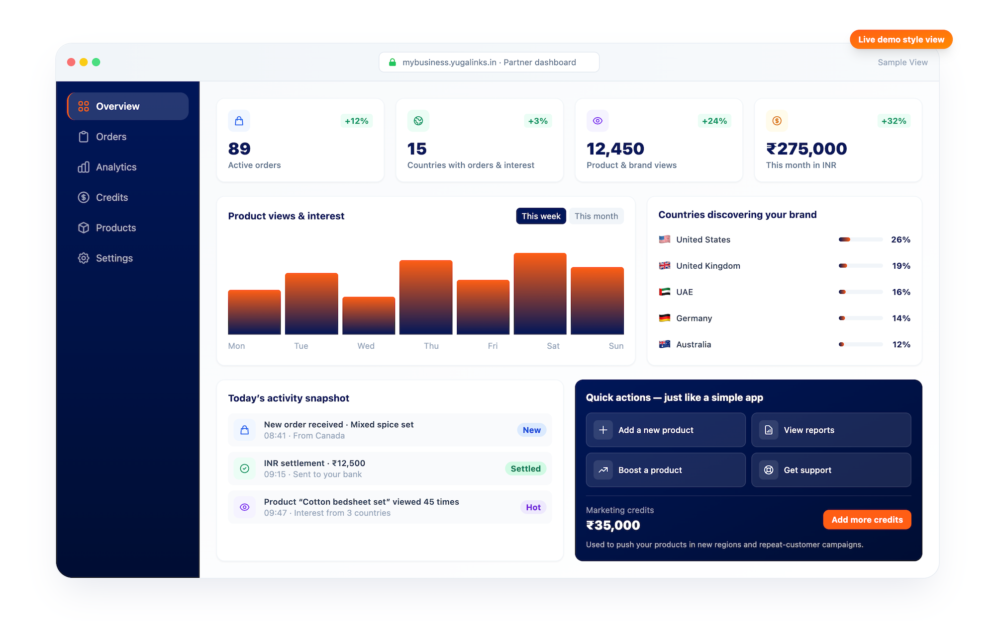 Yugalinks MSME Dashboard
